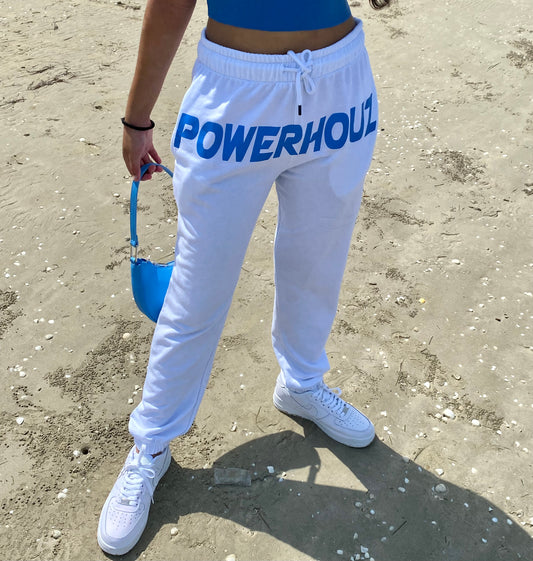 Powerhouz Front Stamped Sweatpants — Blue