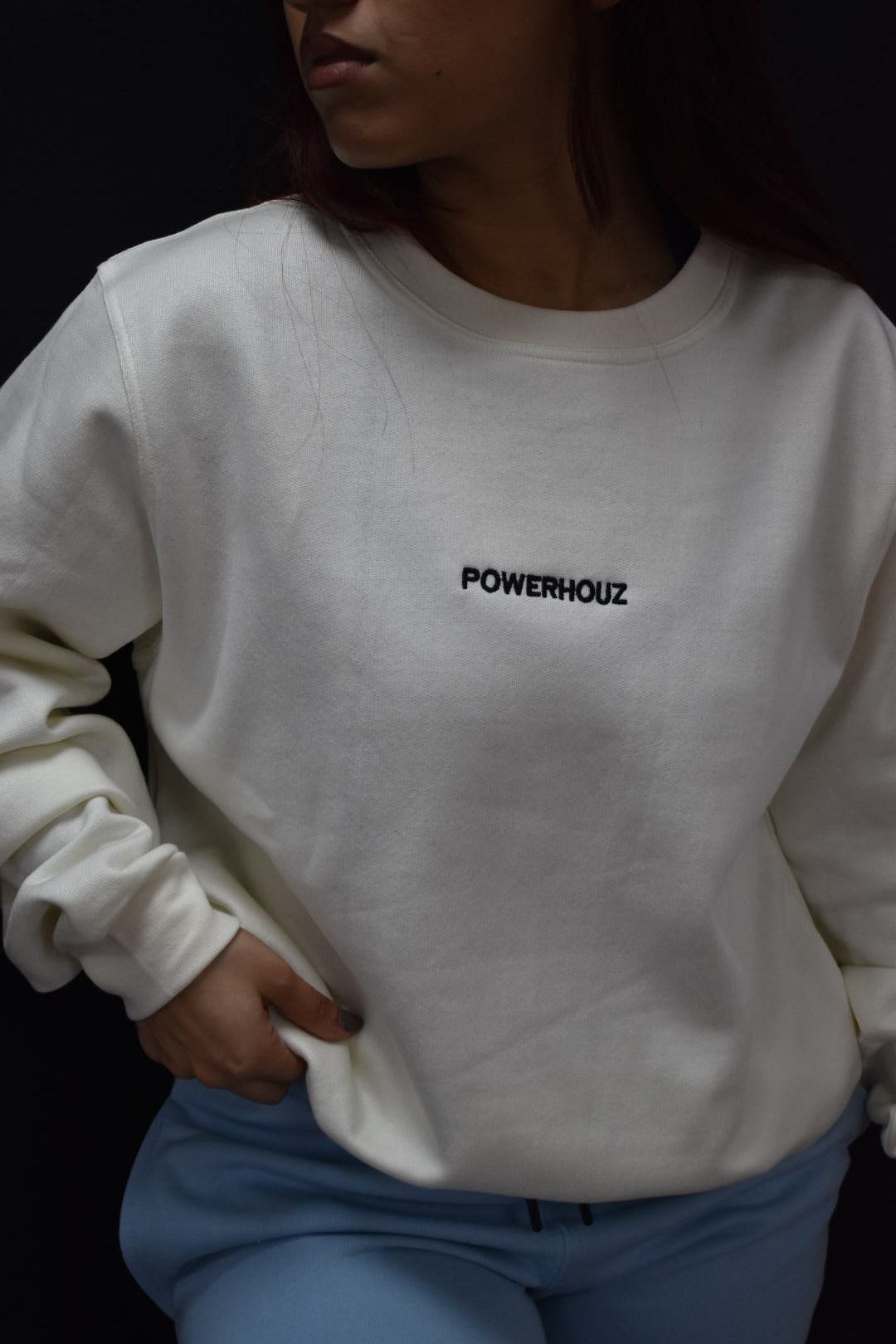 Powerhouz Embroided Cream Sweatshirt